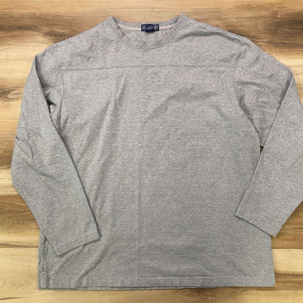 Lands End Long Sleeve Heavy T Shirt XL Gray Cotton Crew Neck Regular Fit